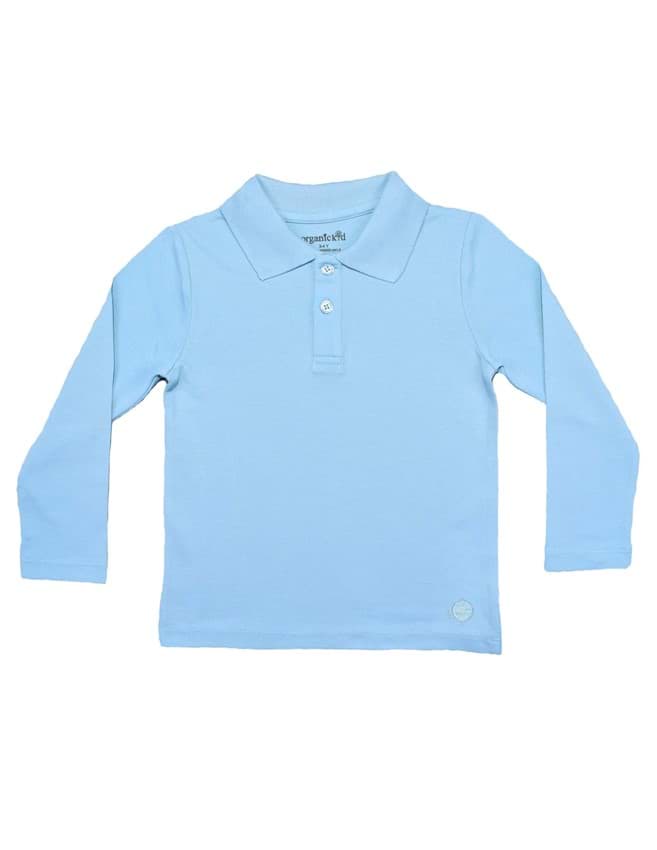 Polo Yaka Basic Mavi Uzun Kollu Çocuk T-shirt resmi